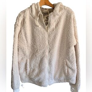 Sherpa Style Zip Hoodie Jacket with Camo Interior from Hem & Thread